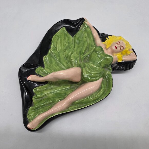 Vintage MCM Holland Mold Ceramic Risque Pinup Girl Ash Tray Candy Dish - Picture 3 of 11